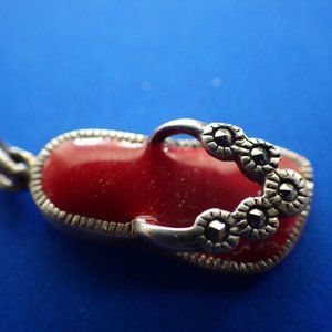 Sterling Silver Red Enamel Flip Flop Charm Pendant